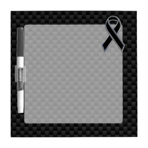 Black Ribbon Awareness Carbon Fiber Decor Dry Erase Board