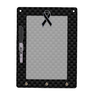 Black Ribbon Awareness Carbon Fiber Decor Dry-Erase Board