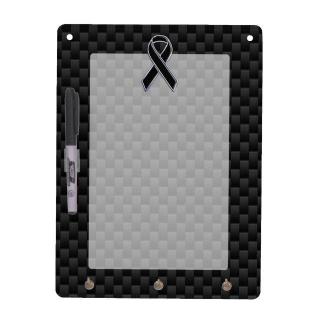 Black Ribbon Awareness Carbon Fiber Decor Dry-Erase Board (Front)