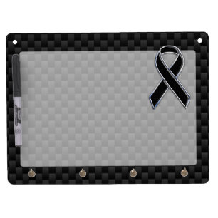Black Ribbon Awareness Carbon Fiber Decor Dry Erase Board With Keychain Holder