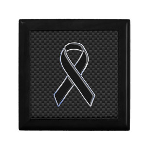 Black Ribbon Awareness Carbon Fiber Decor Gift Box