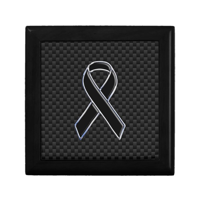 Black Ribbon Awareness Carbon Fiber Decor Gift Box (Front)
