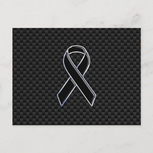 Black Ribbon Awareness Carbon Fiber Decor Postcard