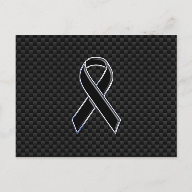 Black Ribbon Awareness Carbon Fiber Decor Postcard (Front)