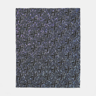 Black Ribbon Awareness Midnight Blue Fleece Blanket