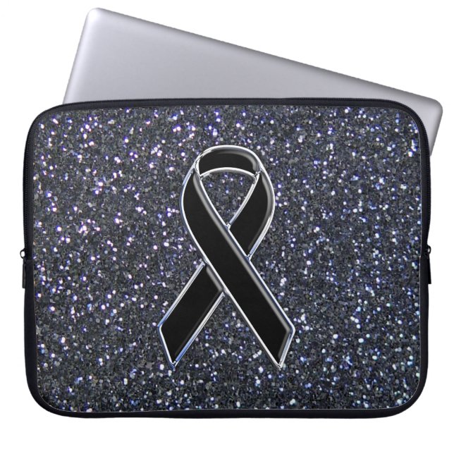 Black Ribbon Awareness Midnight Blue Laptop Sleeve (Front)