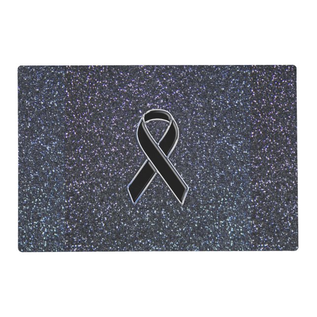 Black Ribbon Awareness Midnight Blue Placemat (Front)