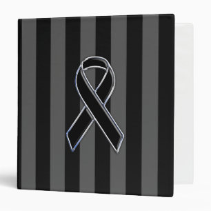 Black Ribbon Awareness Stripes Binder