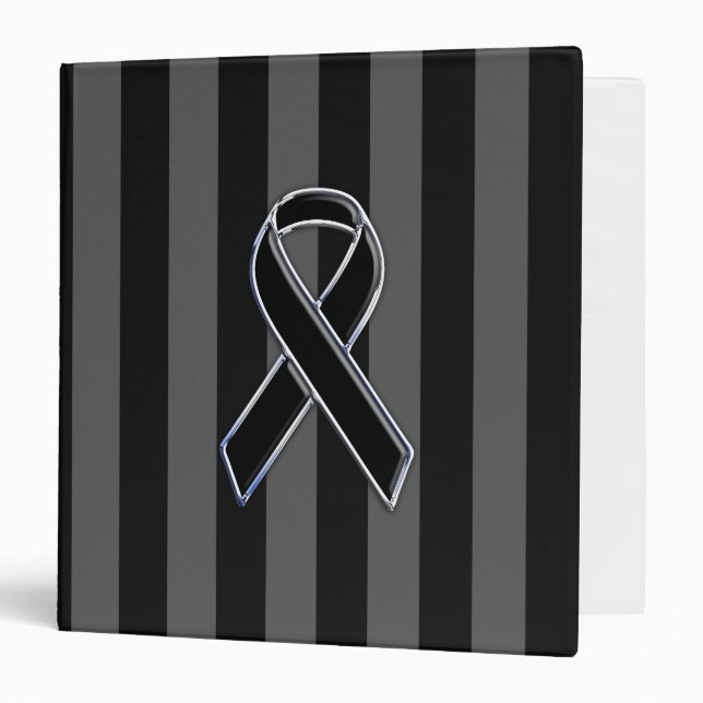 Black Ribbon Awareness Stripes Binder (Front/Inside)