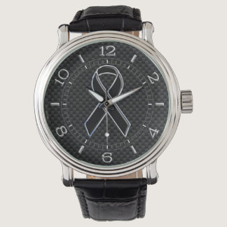 Black Ribbon Awareness Stylish Carbon Dial Watch