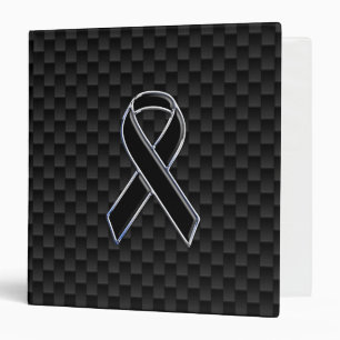 Black Ribbon Awareness Stylish Carbon Fiber Binder