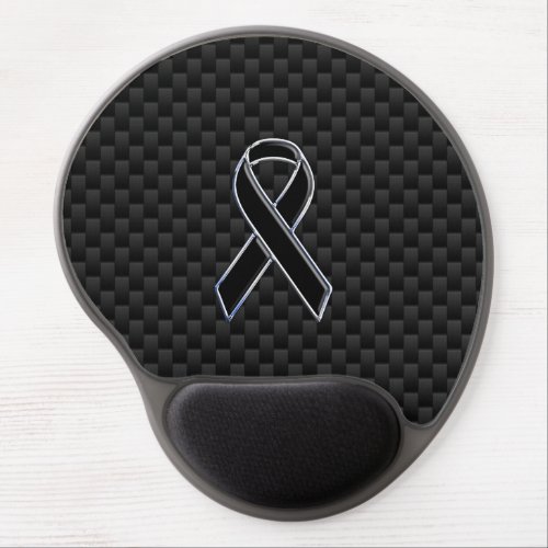 Black Ribbon Awareness Stylish Carbon Fiber Gel Mouse Pad
