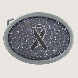 Black Ribbon Awareness Symbol Belt Buckle