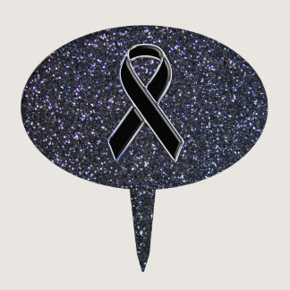 Black Ribbon Awareness Symbol Cake Topper