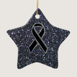 Black Ribbon Awareness Symbol Ceramic Ornament