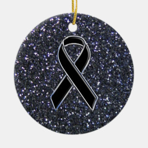 Black Ribbon Awareness Symbol Ceramic Ornament
