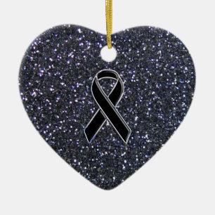 Black Ribbon Awareness Symbol Ceramic Ornament