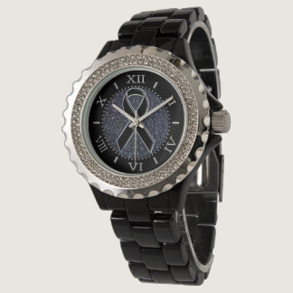 Black Ribbon Awareness Symbol Dial Watch