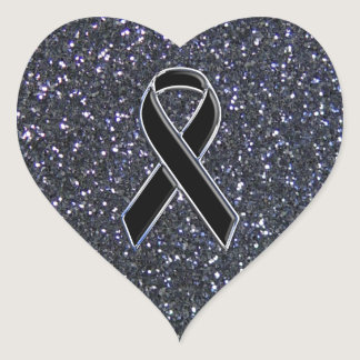 Black Ribbon Awareness Symbol Heart Sticker