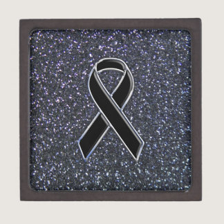 Black Ribbon Awareness Symbol Jewelry Box