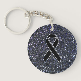 Black Ribbon Awareness Symbol Keychain