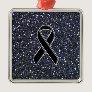 Black Ribbon Awareness Symbol Metal Ornament