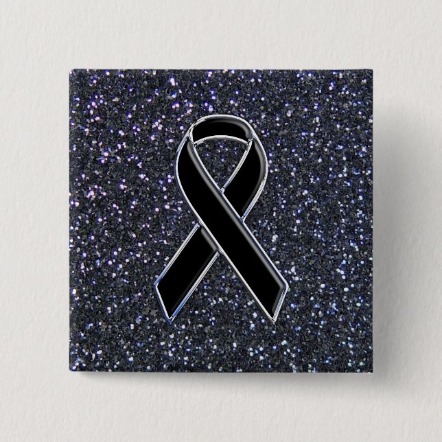 Black Ribbon Awareness Symbol Pinback Button (Front)