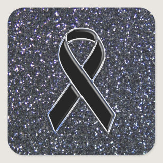 Black Ribbon Awareness Symbol Square Sticker
