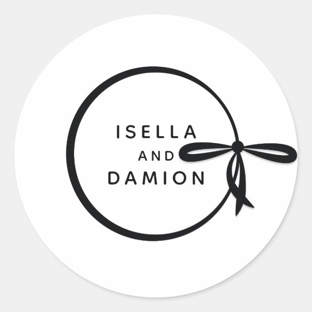 BLACK RIBBON & BOW CLASSIC ROUND STICKER (Front)