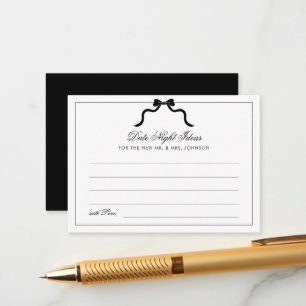 Black Ribbon Bow Date Night Ideas Bridal Shower Enclosure Card