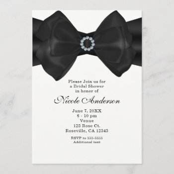 Black Ribbon Bow & Diamonds Elegant Invitations by printabledigidesigns at Zazzle