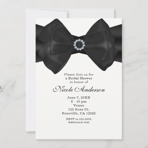 Black Ribbon Bow  Diamonds Elegant Invitations