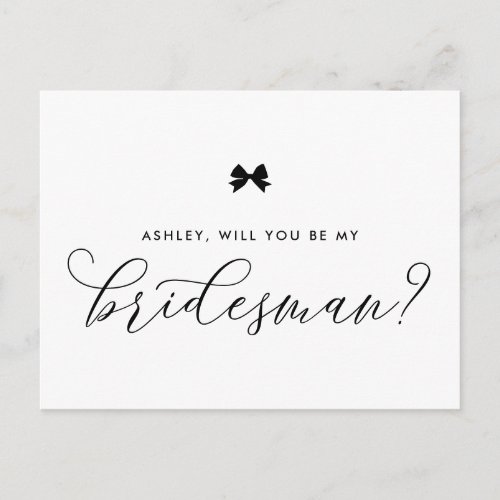 Black Ribbon Bow Will You Be My Bridesman Card