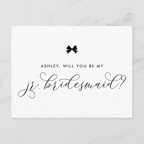 Black Ribbon Bow Will You Be My Jr Bridesmaid Card