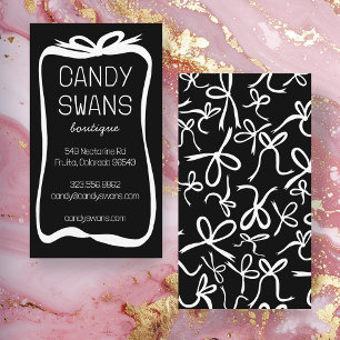 Black Ribbon Bows Sweet Custom Feminine Cute Girly Business Card