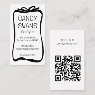 Black Ribbon Bows Sweet Custom QR Code Girly Business Card