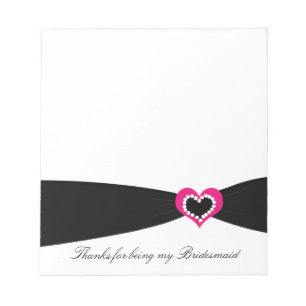 Black Ribbon Bridesmaid Thank You Notepad