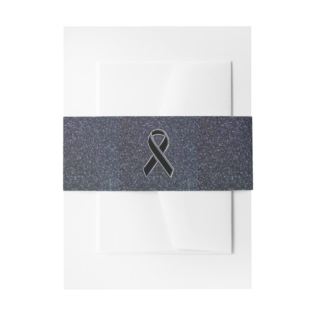 Black Ribbon Decor Invitation Belly Band (Front Example)