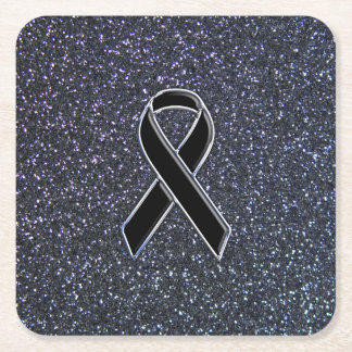 Black Ribbon Decor Square Paper Coaster