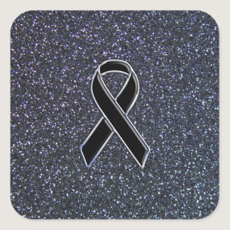 Black Ribbon Decor Square Sticker