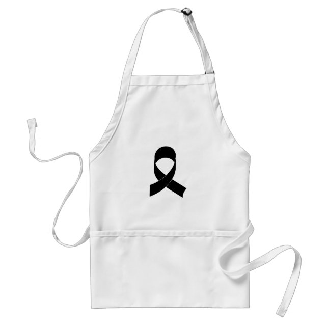 Black Ribbon Drawing Adult Apron (Front)