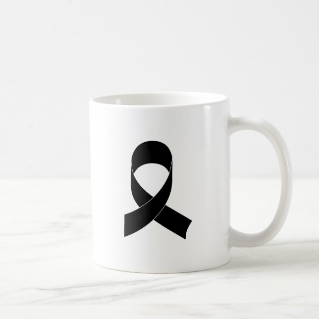 Black Ribbon Drawing Coffee Mug (Right)