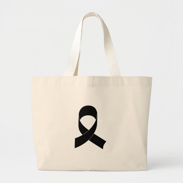 Black Ribbon Drawing Large Tote Bag (Front)