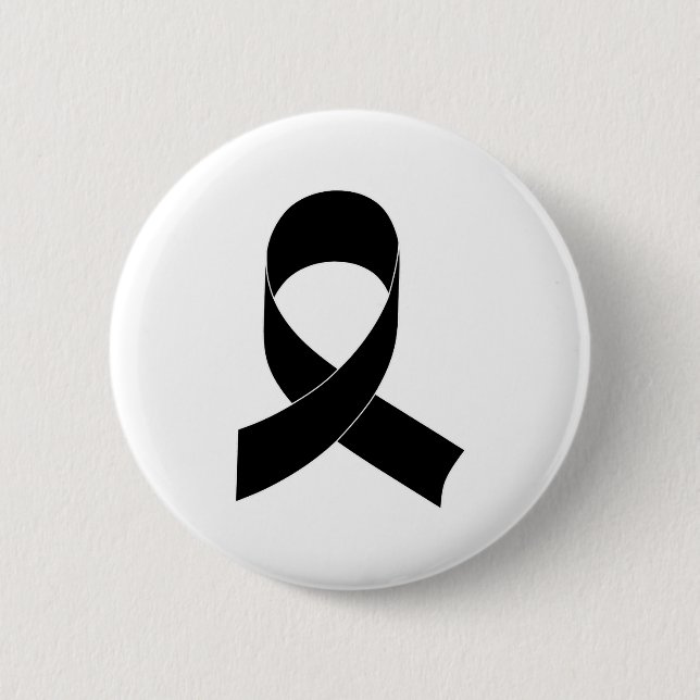 Black Ribbon Drawing Pinback Button (Front)