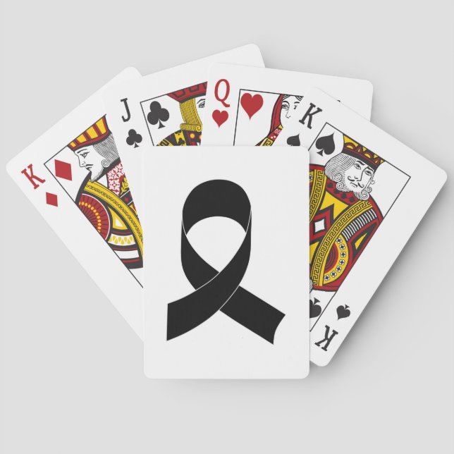 Black Ribbon Drawing Poker Cards (Back)