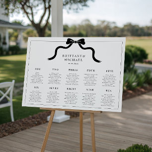 Black Ribbon French 10 Tables Wedding Seating Sign