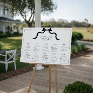 Black Ribbon French 10 Tables Wedding Seating Sign