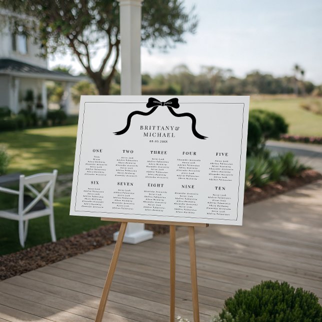 Black Ribbon French 10 Tables Wedding Seating Sign (Creator Uploaded)