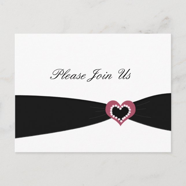 Black Ribbon Party Invitation Postcard (Front)