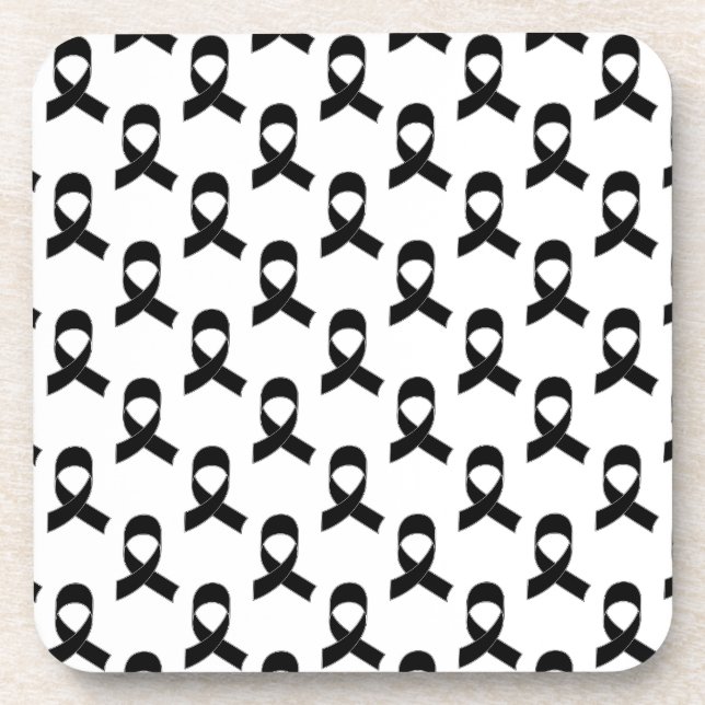 Black Ribbon Pattern Drink Coaster (Front)